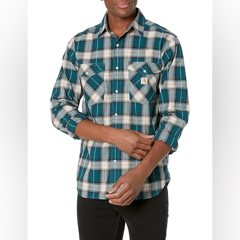 Carhartt Rugged Flex Plaid Shirt - Blue and Tan